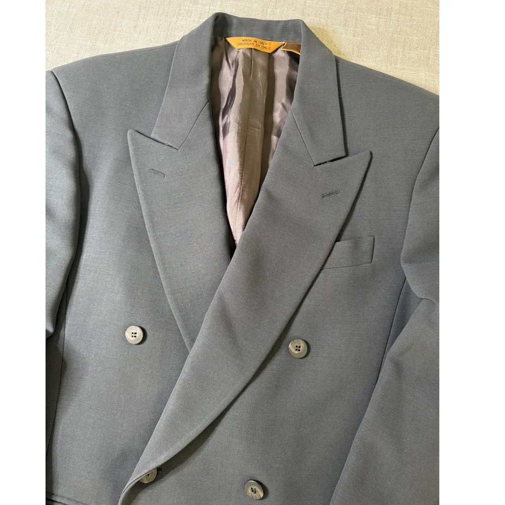 Donna Karan New York Vintage 80s Double Breasted Wool Blazer Made in Italy Black